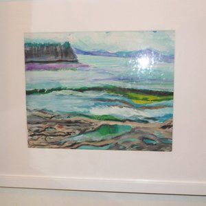 Gabriola  white framed  matted  water color